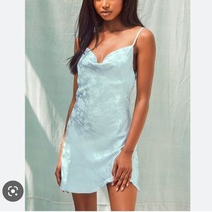 Mini Blue Slip Dress
